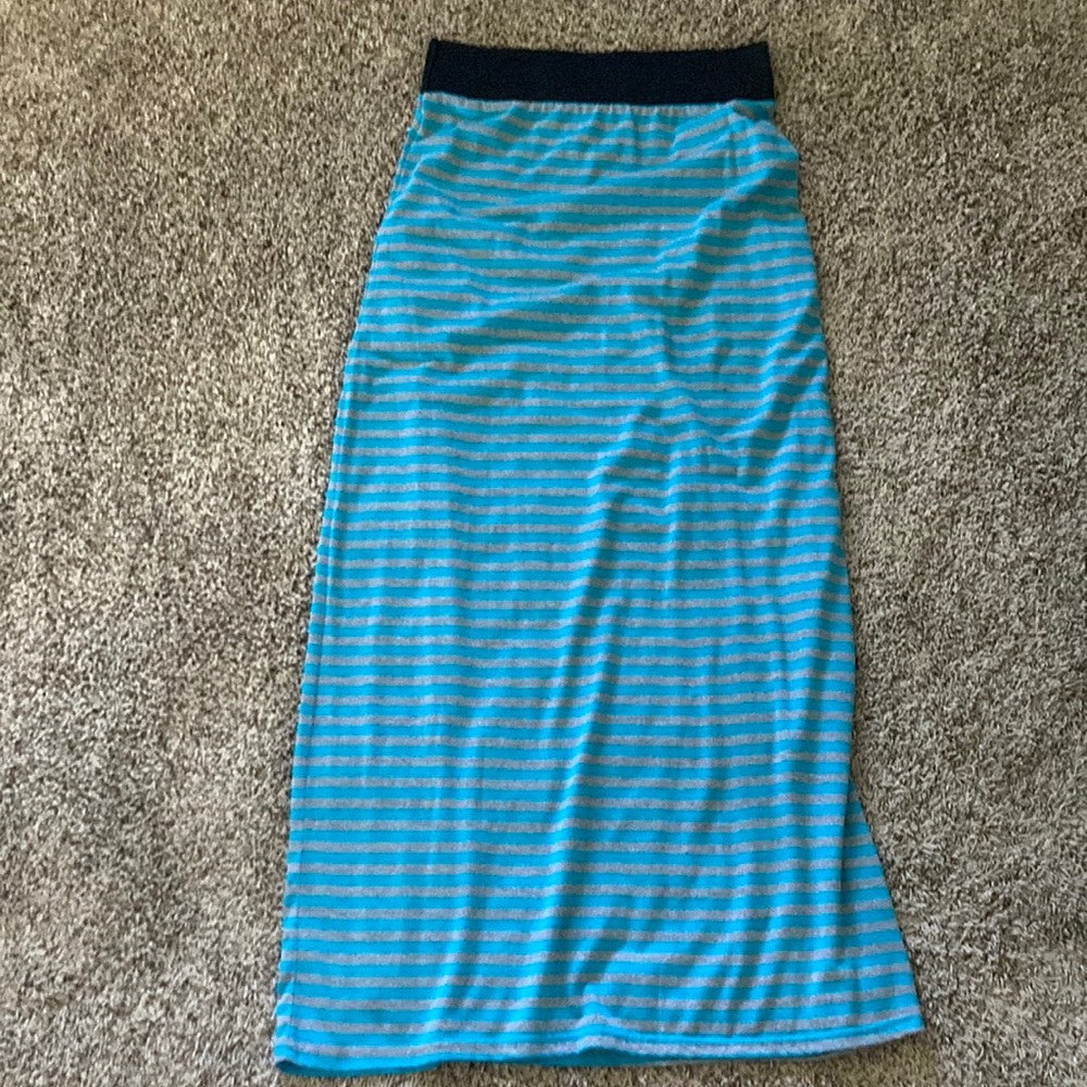 Turquoise/Gray Stripe Maxi Skirt Size M
